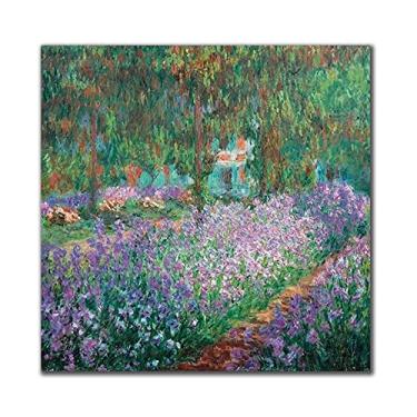 Imagem de Impressões de arte em tela Still Life, Claude Monet The Artists Garden At Giverny, pôsteres e impressões de arte de parede para decoração de sala de estar - 70 x 70 cm sem moldura