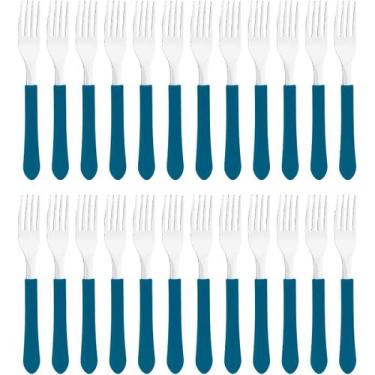 Imagem de Kit 24 Garfos De Mesa Jantar Leme Tramontina Aço Inox Cabo Azul
