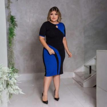 Imagem de Vestido Midi Márcia Moda Evangélica Feminina - MISS FLOWER, Azul, P