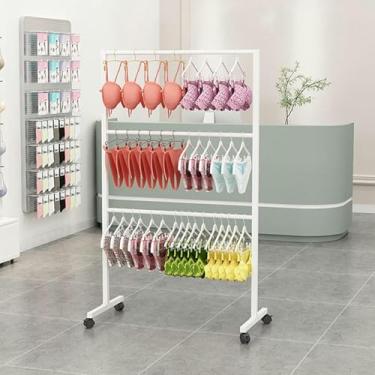 Imagem de LGEOELIAS Suporte de sutiã com rodas – expositor de roupas íntimas para loja de roupas, cabide comercial livre para biquíni, roupa de banho, lingerie - prateleiras de varejo