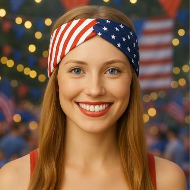 Imagem de (Cotton Stars and Stripes) - Shimmer Anna Shine Red White and Blue Patriotic American Flag Headband USA (Cotton Stars and Stripes)