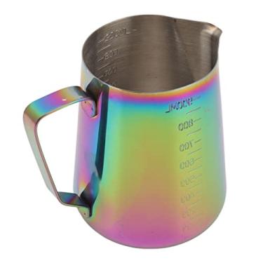 Imagem de Vaporizador de café, Bico Anti-pingos, Jarro de Espuma de Leite à Prova de Respingos, Aço Inoxidável 304, Duas Escalas de Medição para Cappuccinos (Colorida)