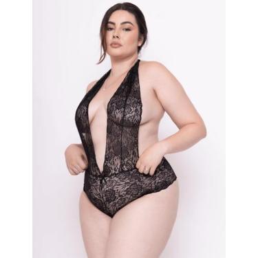 Imagem de Body Decote Rendado Plus Size Sexy Lingerie Feminino Sensual - Golden 
