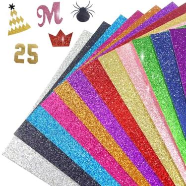 Imagem de 40 folhas de papelão com glitter de 20 cores – cartolina Colaele Cricut, glitter brilhante sem derramamento, papel com glitter A5 para artes e artesanato – criação de cartões, scrapbooking, projetos
