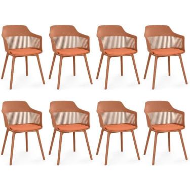 Imagem de Kit 8 Cadeiras De Jantar Estofada Marcela - Marrom