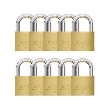 Imagem de Cadeado Kit C/10 Stam Chaves 40mm Alta Proteção