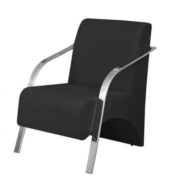 Imagem de Poltrona Vênus 1 Lugar Braço Alumínio Suede Preto