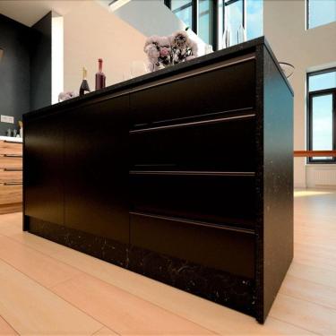 Imagem de Bancada Bartira Gourmet 2 Portas 4 Gavetas E 1 Prateleira Preto Stone E Grafite