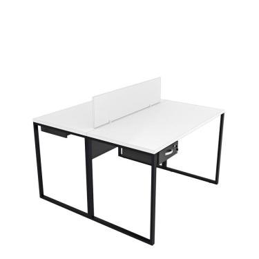 Imagem de Escrivaninha para Escritório 2 Lugares com Gavetas Industrial Branco