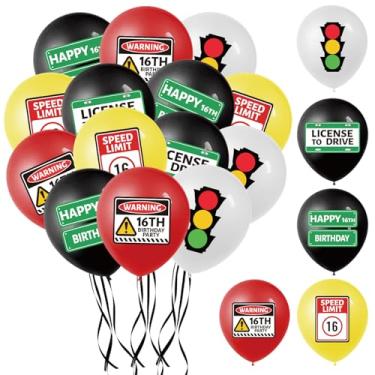 Imagem de Deorfuy Drivers License 16th Birthday Decorations for Boys, 50PCS New Driver Theme Party Rubber Latex Balloons Decor, Balloons with Traffic Signs Lights Keys Pattern Supplies