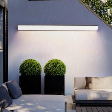 Imagem de Luminária de parede de jardim ao ar livre moderna luzes de parede LED interna/externa IP65 à prova de chuva alumínio acrílico 3000K/4000K/6500K para corredor pátio varanda (luz natural preta, 200 cm)