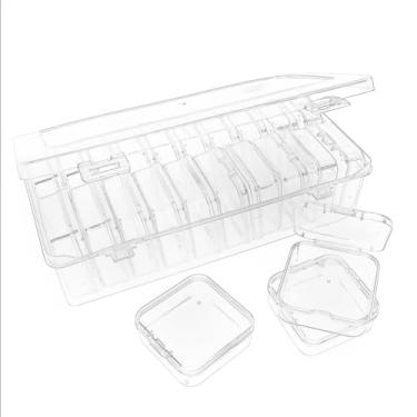 Imagem de Quadafy Pacote com 24 caixas organizadoras de contas com tampa articulada – recipientes de armazenamento de contas transparentes para organizar joias faça-você-mesmo e fazer pulseiras – Mini caixa de