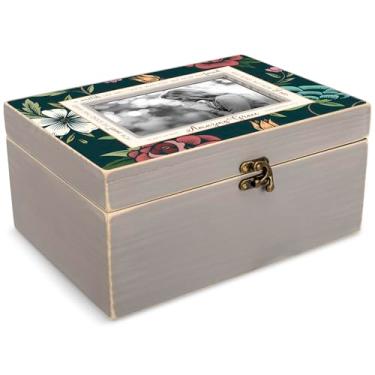 Imagem de Cottage Garden Amazing Grace How Sweet The Sound Caixa de joias com foto de 25 x 12 x 12 cm verde-petróleo MDF madeira e vidro