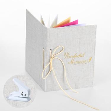 Imagem de ReliThick Kit Organizador De Cartões E Felicitações, Livro Couro Vegano, Transforme Seus Em Um Fichário Para Sempre, Porta-Cartões Casamento Com Furador