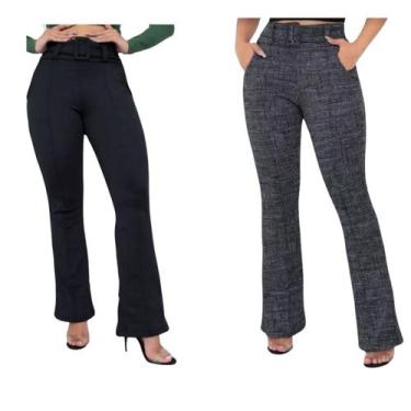 Imagem de Kit c/2 Calças Flare Social Bailarina c/ Bolso na frente e Detalhe de 