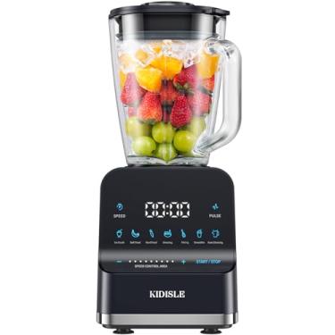 Imagem de KIDISLE Liquidificador Profissional Para Smoothies De 1200 W, Jarra Vidro 1,4 Litro, Triturador Gelo, Purê, Tela Sensível Ao Toque 9 Velocidades Com Função Pulsar E 7 Funções, Preto