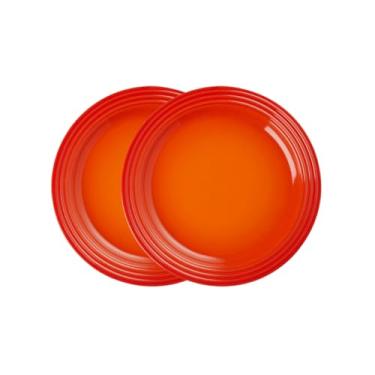 Imagem de Jogo de 2 Pratos Rasos de Cerâmica 17 cm Laranja