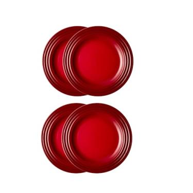 Imagem de Jogo de 4 Pratos Rasos de Cerâmica 17 cm Vermelho