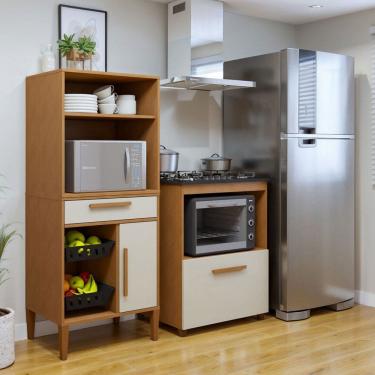 Imagem de Cozinha Compacta Porto Velho 2 Portas 1 Gaveta Natural - Kaiki Móveis