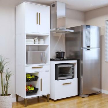Imagem de Cozinha Compacta João Pessoa 4 Portas 1 Gaveta Branco - Kaiki Móveis