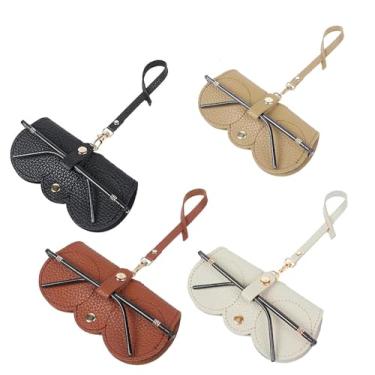 Imagem de Bolsa de maquiagem de sol de couro macio, porta-luvas portáteis Bolsa de maquiagem de sol com pulseira, estojo organizador de vidro fino " (4 pacotes)