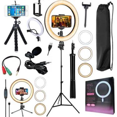 Imagem de Kit Youtuber Profissional Microfone Lapela Tripé Pedestal Ring Light I
