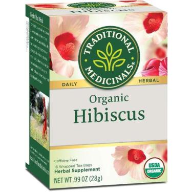 Imagem de Chá de ervas, medicamentos tradicionais, hibisco orgânico, 16 saquinho
