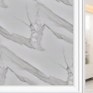 Imagem de Película de janela 3D de mármore, textura de estilo mármore, para porta de vidro, banheiro, sala de estar, L90 x C 190 cm