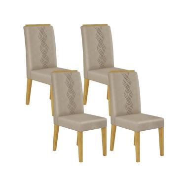 Imagem de Kit com 04 Cadeiras Yasmin Cedro Veludo Kraft DJ Móveis