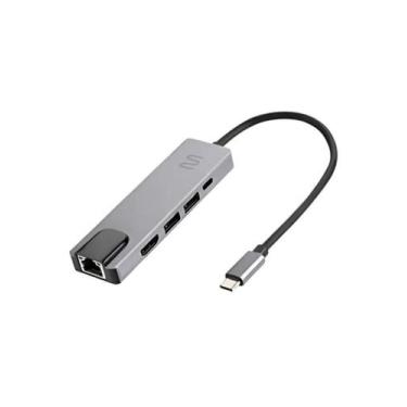 Imagem de Hub Dock Multilaser Usb Tipo-C 5 Em 1 Com Hdmi 4K, Rj45 Ethernet, Usb 