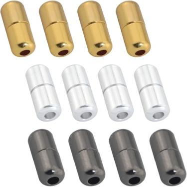 Imagem de ZCZQC 12 peças clipe de trava de cadarço de latão tampa de metal conector de metal pescoço decorativo ponta de corrente clipe de parafuso de substituição cápsula redonda clipe de pressão para tênis de