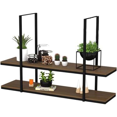 Imagem de Prateleira Ceilig Hangig, Prateleira De Armazenamento Kitche, Com Suportes De Metal Iro Cabiets E Prateleiras De Madeira Expositores De Decorações Flutuantes Para Sala De Esta, 110x30x80cm