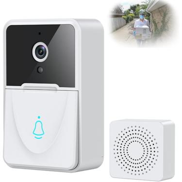 Imagem de Campainha De Vídeo Sem Fio Inteligente, Câmera De Segurança De Campainha Wifi De 2,4ghz, Visão Noturna, Áudio Bidirecional, Vídeo Em Tempo Real, Compatível Com Ios & Android, Fácil De Insta