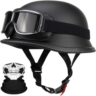 Imagem de Capacete De Motocicleta Retro Estilo Alemão Aprovado Pela Ece, Capacete De Moto Vintage De Face Aberta Com Fivela De Liberação Rápida Ajustável Para Chopper Cruiser Street Scooter