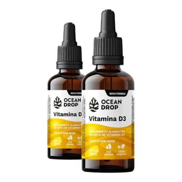 Imagem de Kit 2 Vitamina D3 2000 Ui Em Gotas Ocean Drop Vegana 30Ml