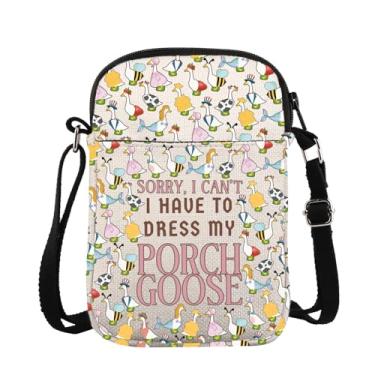 Imagem de Bolsa tiracolo para amantes de ganso com desenho animado pato meme presente Silly Geese Gift Sorry I Can't I Have To Dress My Pouch Goose Bag, Porchgoosecr-us