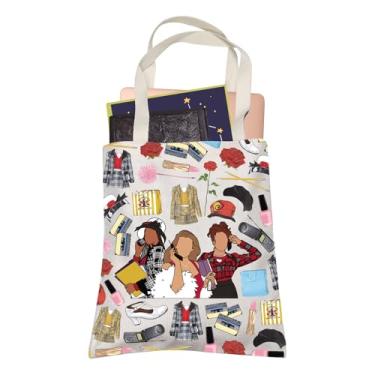 Imagem de LEVLO Bolsa de compras do Dia de Galentine dos anos 90 Millennial Terno Xadrez Amarelo Rosa Aniversário Sacola Dança Drama Presente para Namorada, Vestido amarelo, Medium