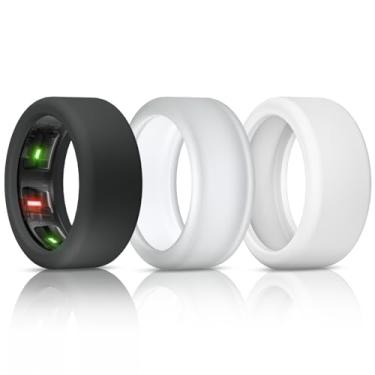Imagem de BandSmith Capa de anel de silicone compatível com protetor de anel Oura, capa elástica para Oura Ring Gen 4/3 Working Out - Protegido por patente (preto + transparente + branco, P para 678910)