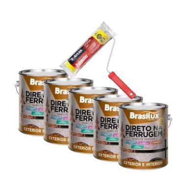 Imagem de Esmalte 3,6L 5 Unidades + Rolo Espuma 15cm - Brasilux/Atlas, Branco br