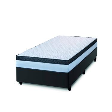 Imagem de Cama Box Solteiro Colchão Com Molas Ensacadas 88x188x60cm Dunas Branco/Preto Hellen