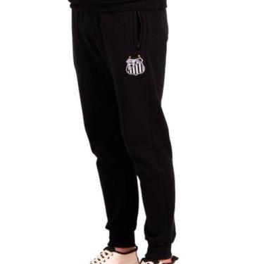 Imagem de Calça Moletom Santos Oficial Classic Algodão Masculina, Preto, M