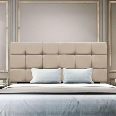 Imagem de Cabeceira Estofada Cama Box Casal 140 Cm Ananda Suede Bege