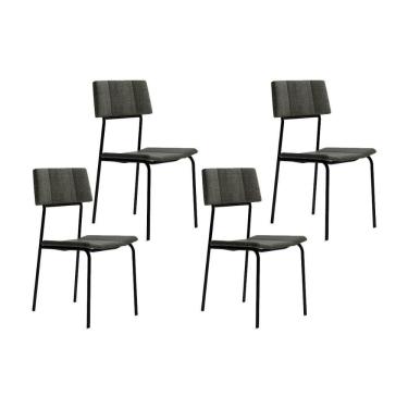 Imagem de Kit 4 Cadeiras de Cozinha Lou 1742 4 Uni Preto/Linho Grafite - Carraro