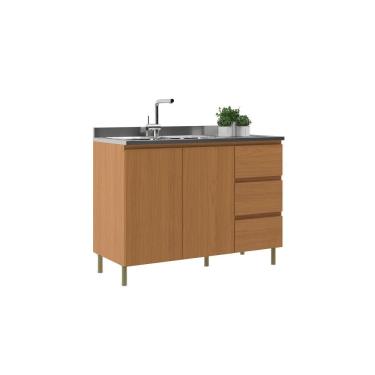 Imagem de Balcão 2 Portas 3 Gavetas sem Pia Em MDF Florença Móveis Sul