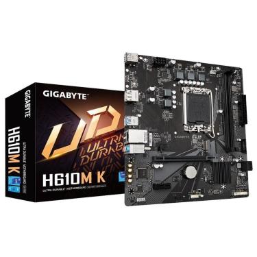 Imagem de Placa Mãe LGA1700 Gigabyte H610M K, DDR4, PCIe 4.0 x16, Gigabit LAN