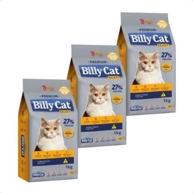 Imagem de Ração Billy Cat Select Gatos Adultos Frango - 1Kg 3 Unidades