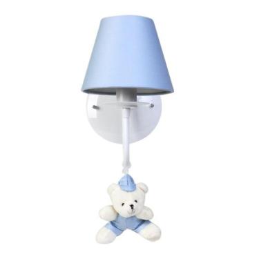 Imagem de Arandela 1 Lâmpada Ursinho De Boné Azul Quarto Bebê Infantil - Potinho