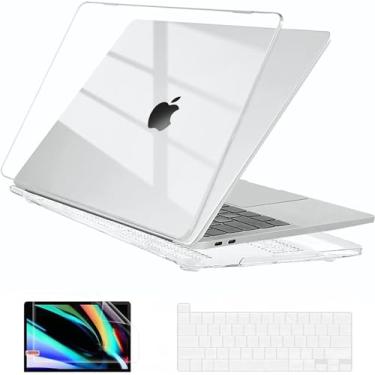 Imagem de MacBook Pro A2251 A2289 A2159 A1989 A1706 capa rígida com revestimento de plástico rígido, capa de teclado, protetor de tela e pano de limpeza 2020, Crystal Clear, MBP A2251 A2289 A2159 A1989 A1706