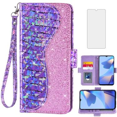 Imagem de Asuwish Capa de telefone para Samsung Galaxy A26 5G / A16 5G / A16 4G Capa carteira com protetor de tela e porta-cartão de crédito flip com suporte de glitter brilhante acessórios de celular A 16 26