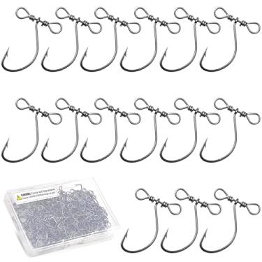 Imagem de Ganchos de pesca Drop Shot, 40 peças de ganchos giratórios em linha, ganchos giratórios de aço de alto carbono para poleiro de robalo, walleye bagre